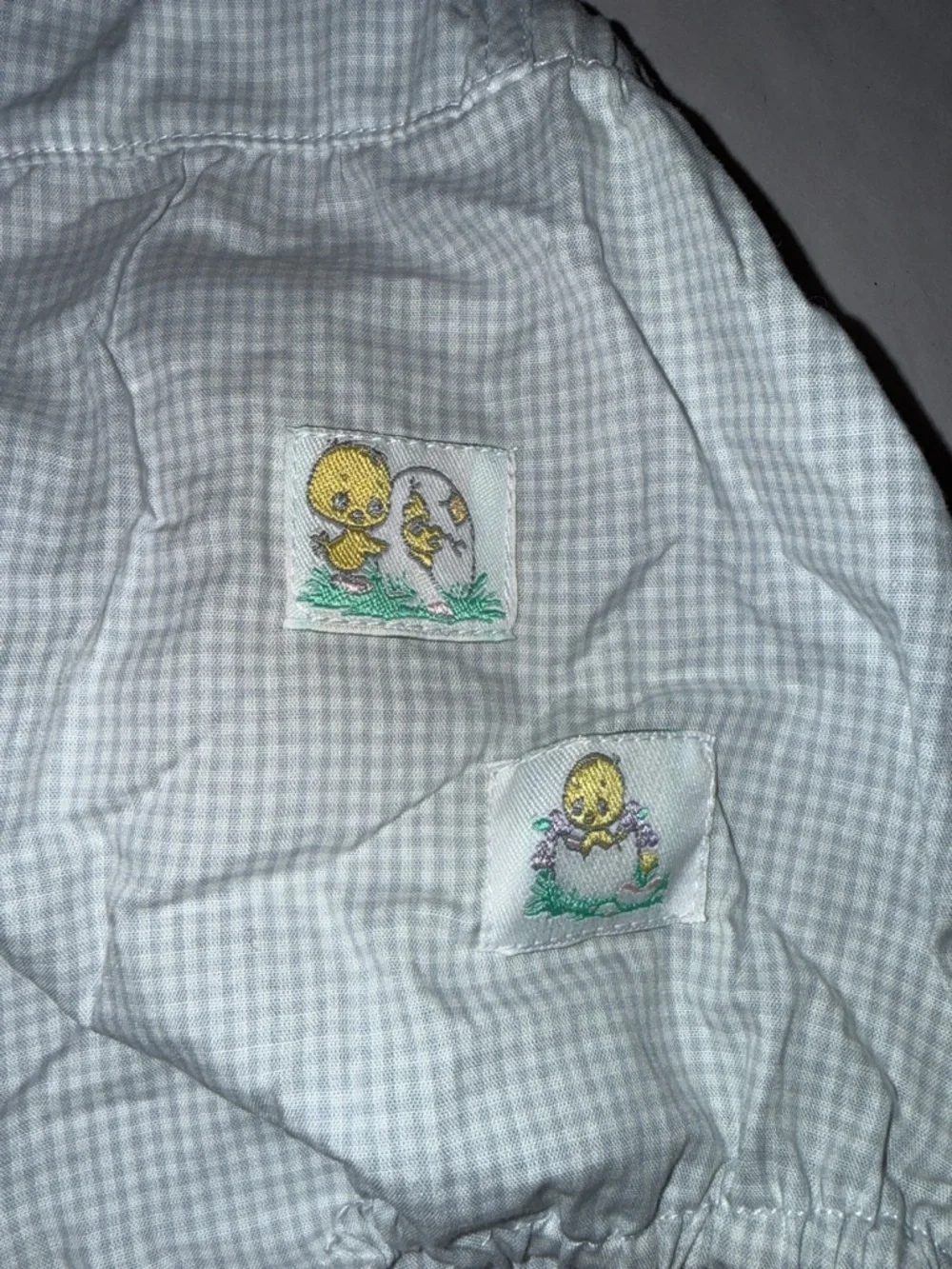 Precious moments vintage 2001 gingham check embroidered  halter baby romper